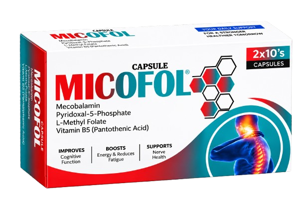 Micofol Capsules – Methylcobalamin, P5P & L-Methylfolate | 20 Capsules