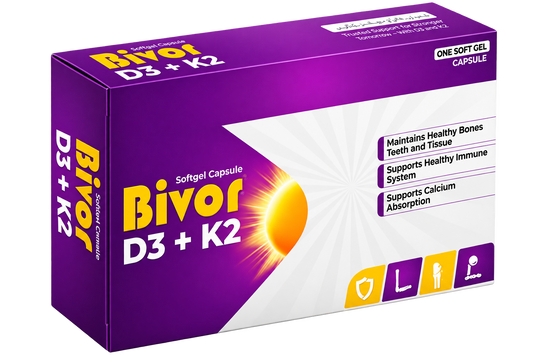 Bivor D3 + K2 Softgel Capsules | Vitamin D3 & K2 Supplement