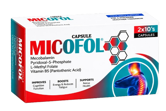 Micofol Capsules – Methylcobalamin, P5P & L-Methylfolate | 20 Capsules